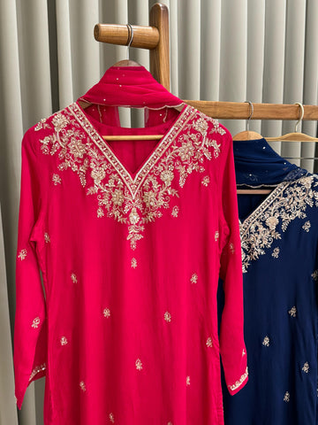 Pure Chinnon Hand worked Suit with Heavy Sharara 10310
