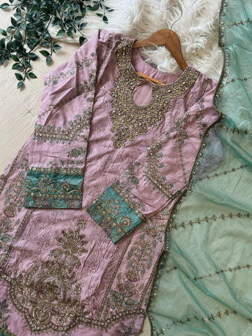 Cotton Heavy Embroidered Partywear Suit-5427