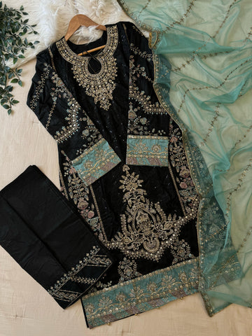 Cotton Heavy Embroidered Partywear Suit-5427