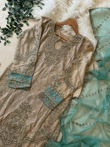 Cotton Heavy Embroidered Partywear Suit-5427
