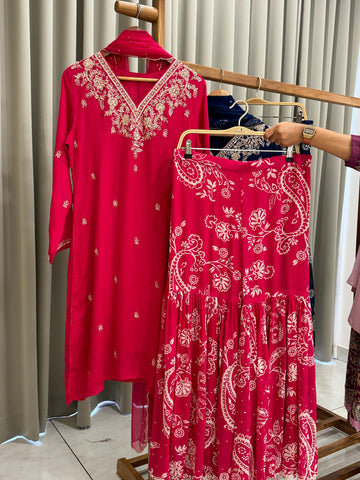Pure Chinnon Hand worked Suit with Heavy Sharara 10310