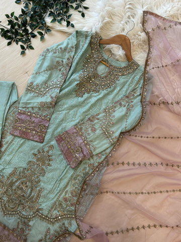 Cotton Heavy Embroidered Partywear Suit-5427