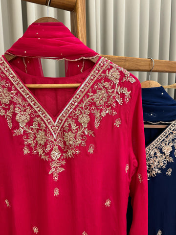 Pure Chinnon Hand worked Suit with Heavy Sharara 10310