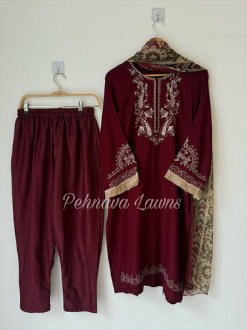 Rayon Embroidered Suit with Chiffon Dupatta591/572