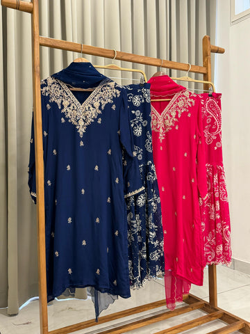 Pure Chinnon Hand worked Suit with Heavy Sharara 10310