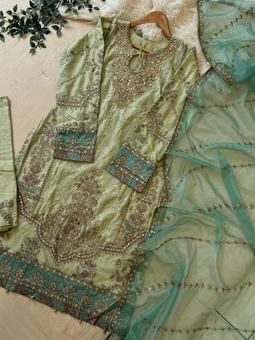 Cotton Heavy Embroidered Partywear Suit-5427