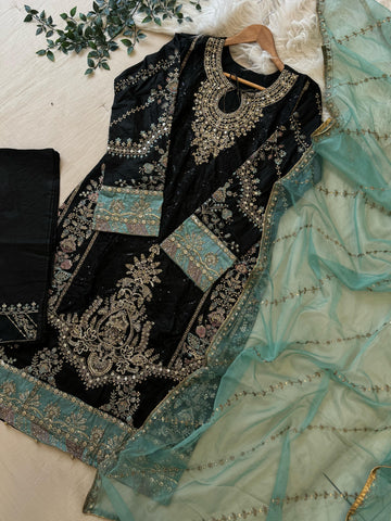 Cotton Heavy Embroidered Partywear Suit-5427