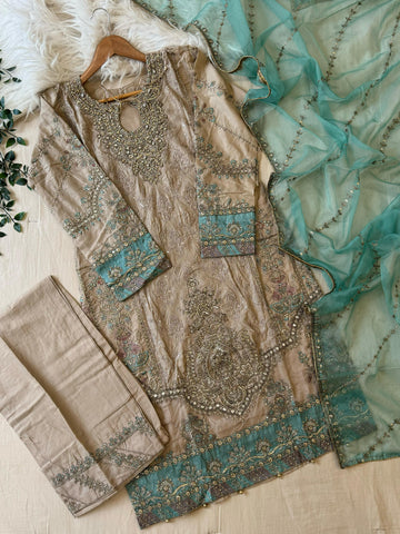 Cotton Heavy Embroidered Partywear Suit-5427