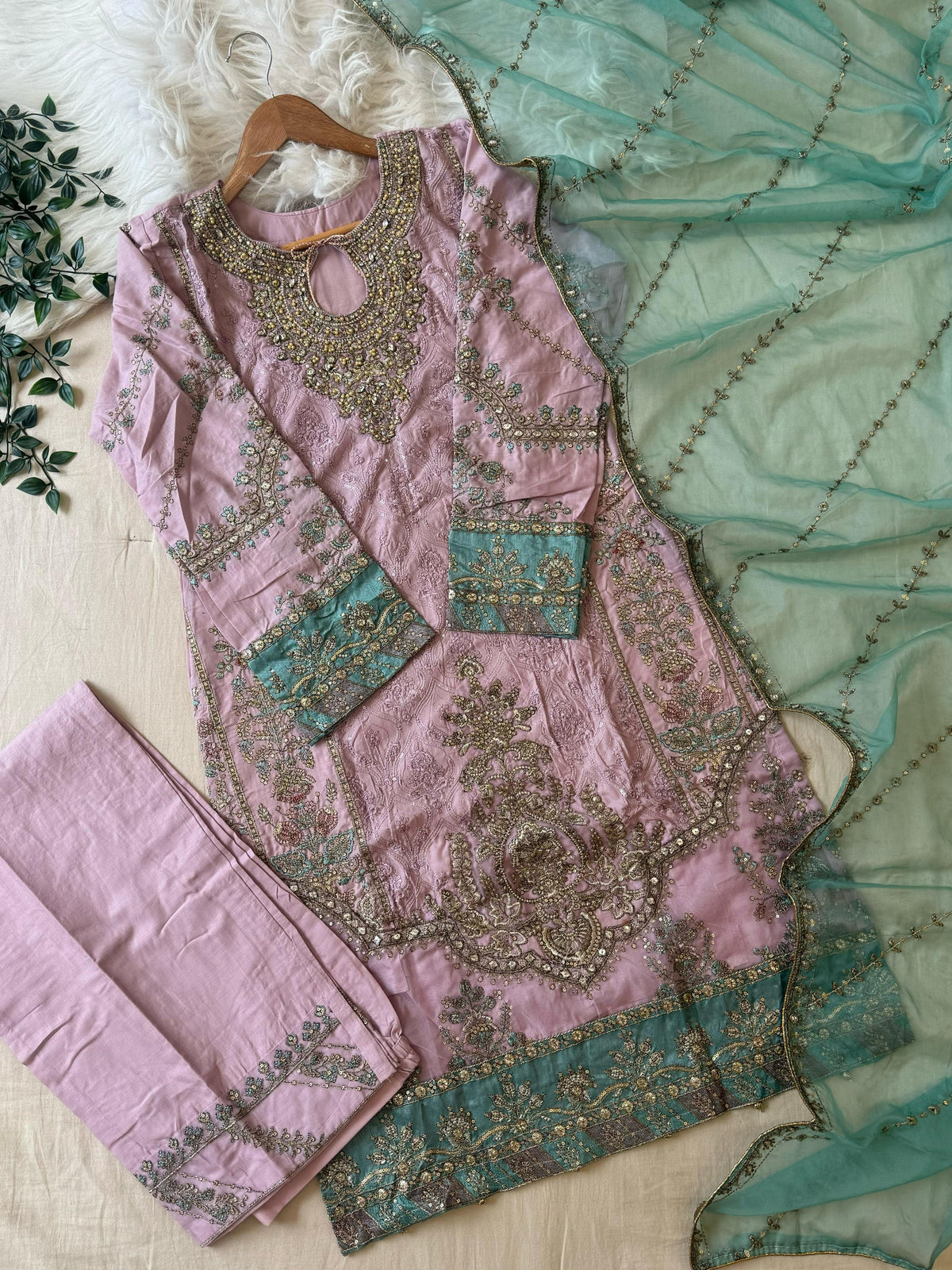 Cotton Heavy Embroidered Partywear Suit-5427