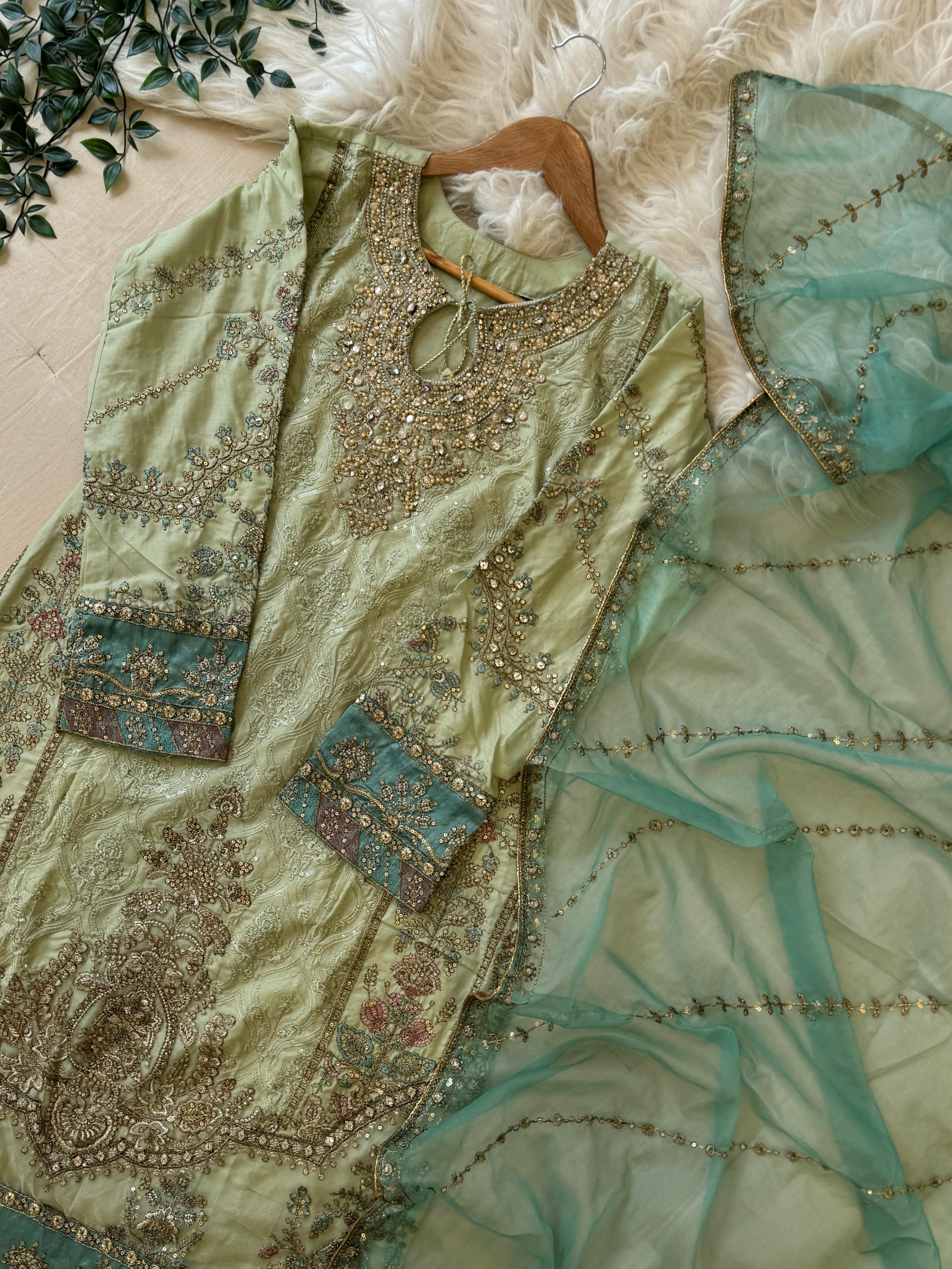 Cotton Heavy Embroidered Partywear Suit-5427
