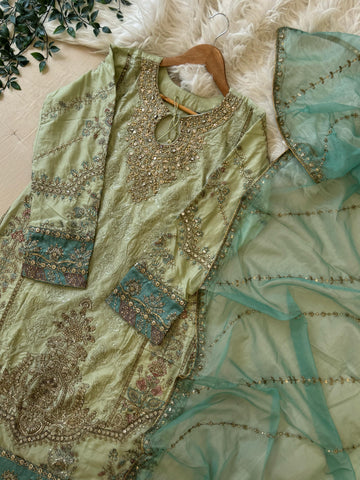 Cotton Heavy Embroidered Partywear Suit-5427