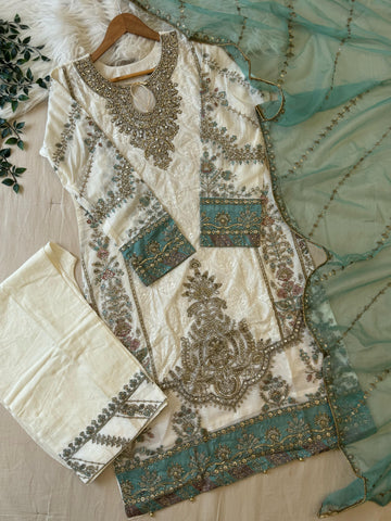 Cotton Heavy Embroidered Partywear Suit-5427