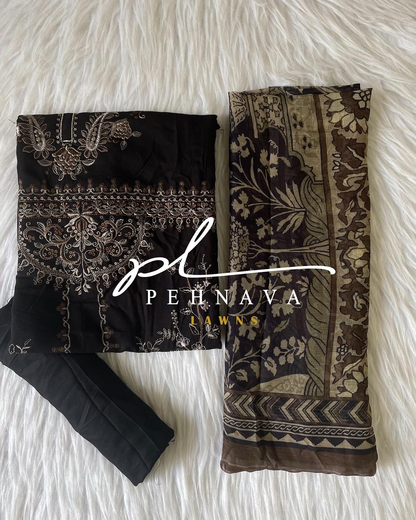 Rayon black embroidered casual wear - Pehnava Lawns